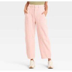 Universal Thread High Rise Easy Barrel Jeans Womens 6 Pink Cotton Wide Leg Crop